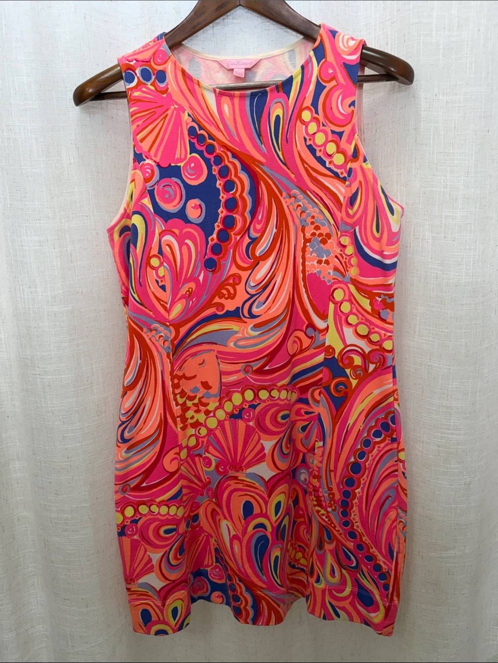 Lilly Pulitzer Sleeveless Pink Multi-Print Shift Dress Size Large